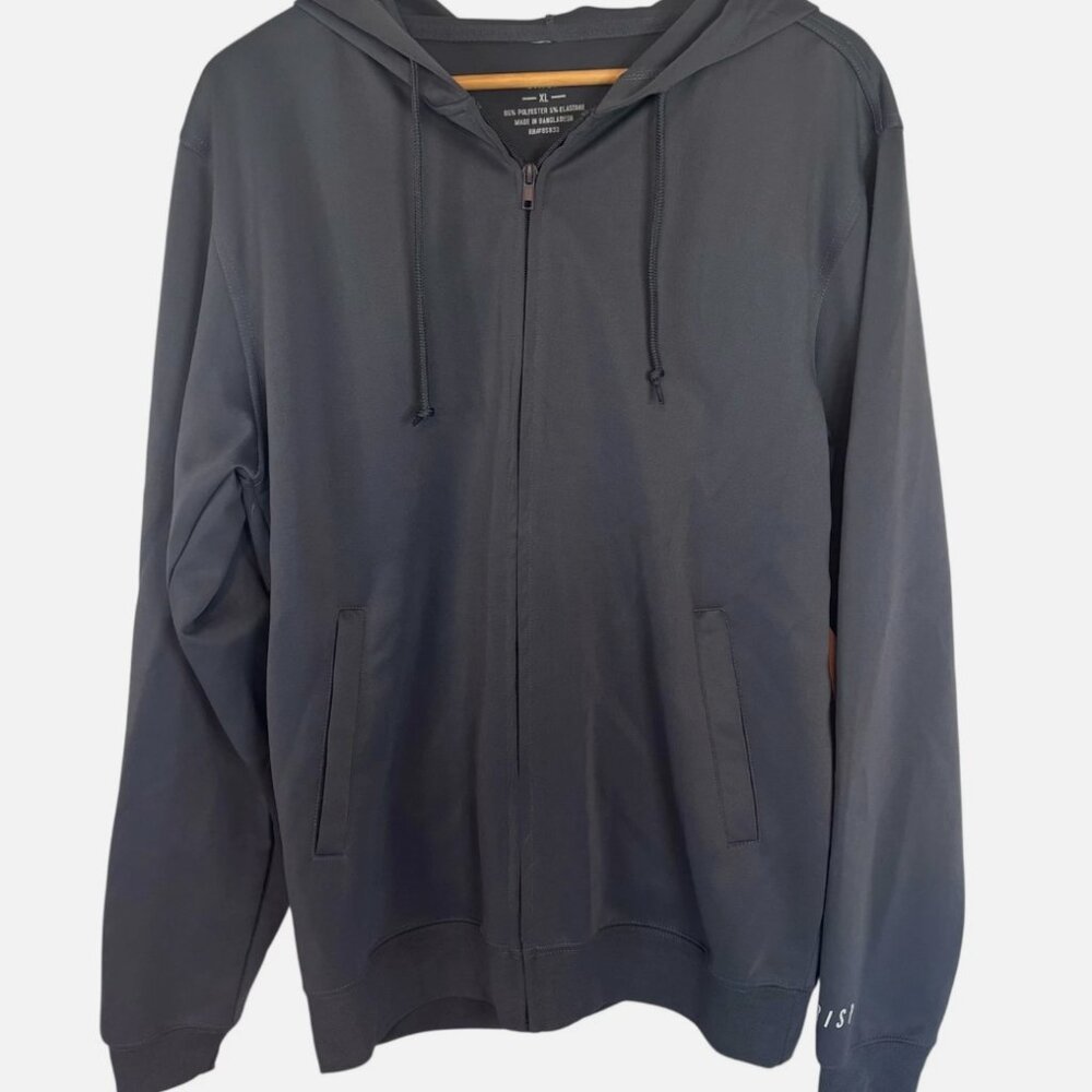 CRISP Full Zip Polyester Hoodie Men's XL Full Zip Gray Hoodie Pockets Drawstring